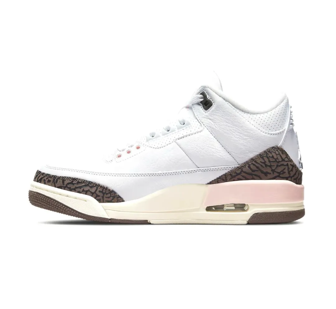 White & Pink Sneakers with Brown Elephant-Print Overlays