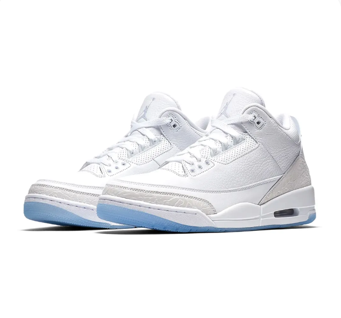 White Sneakers with Tonal Textured Overlays & Icy Blue Soles