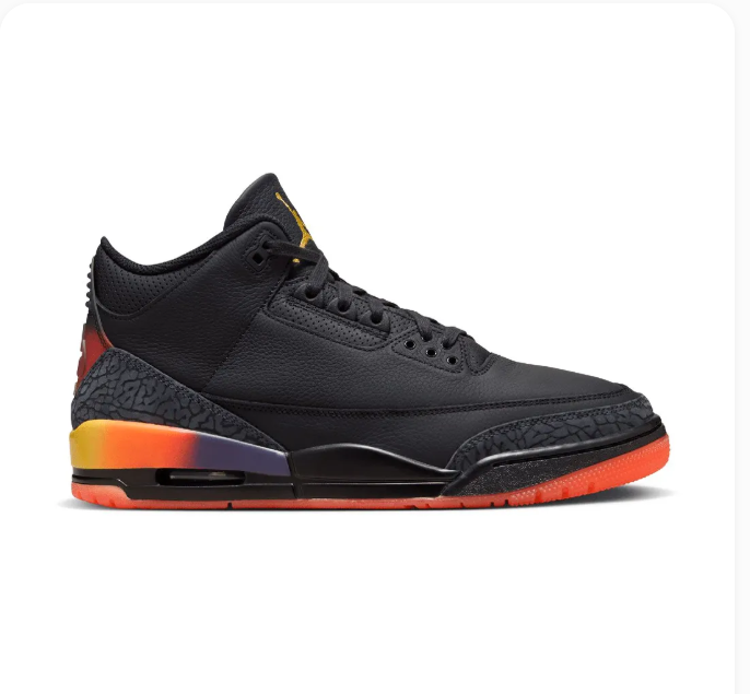 Black Sneakers with Sunset Gradient Accents & Orange Soles