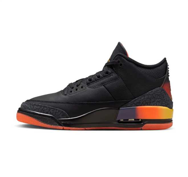 Black Sneakers with Sunset Gradient Accents & Orange Soles