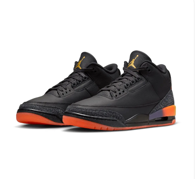 Black Sneakers with Sunset Gradient Accents & Orange Soles