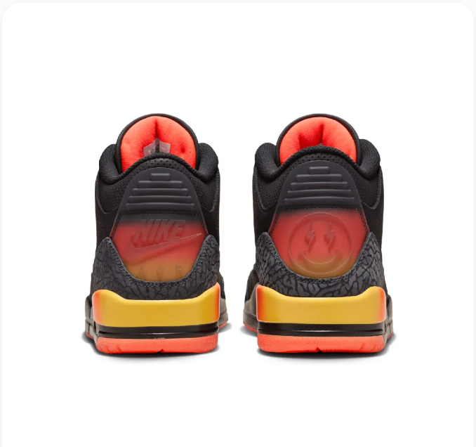 Black Sneakers with Sunset Gradient Accents & Orange Soles
