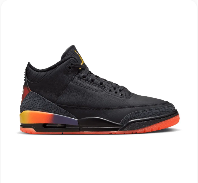Black Sneakers with Sunset Gradient Accents & Orange Soles