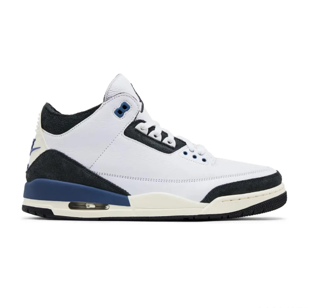 White & Black Sneakers with Navy Accents & Cream Midsoles