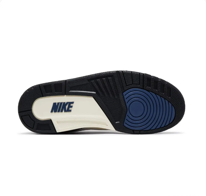 White & Black Sneakers with Navy Accents & Cream Midsoles