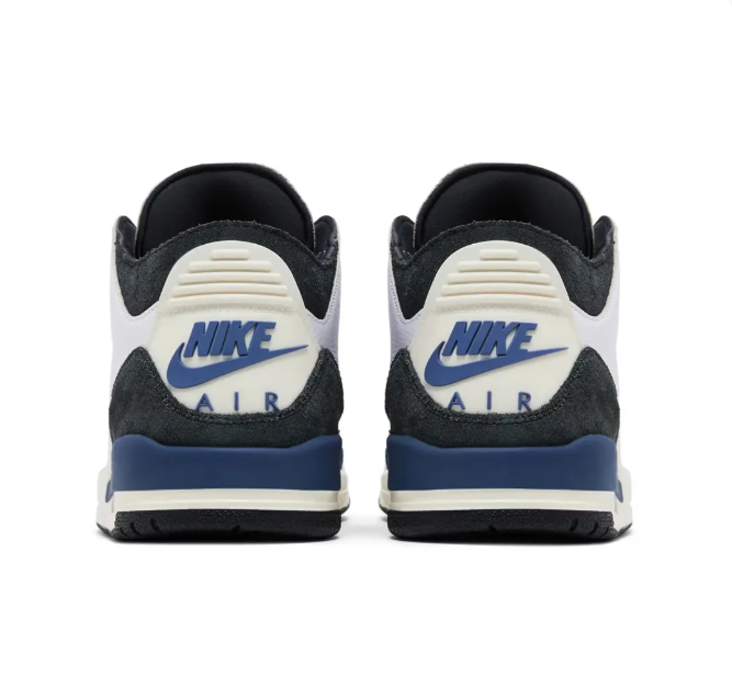 White & Black Sneakers with Navy Accents & Cream Midsoles