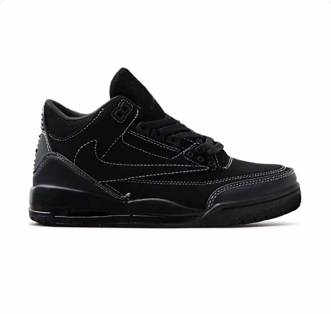 All-Black Sneakers with White Contrast Stitching