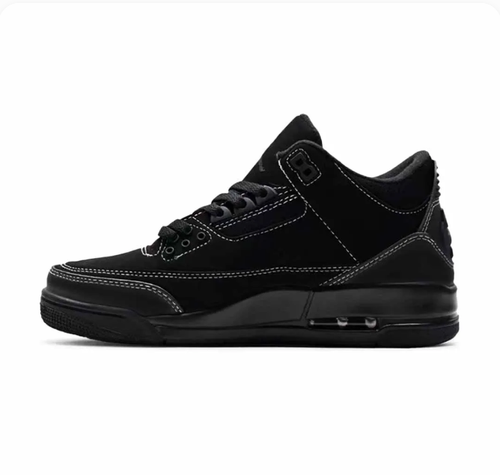 All-Black Sneakers with White Contrast Stitching