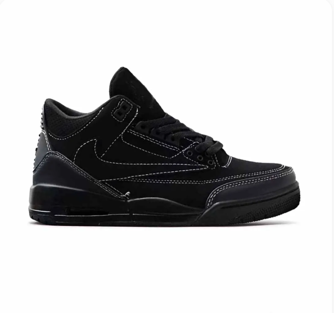 All-Black Sneakers with White Contrast Stitching