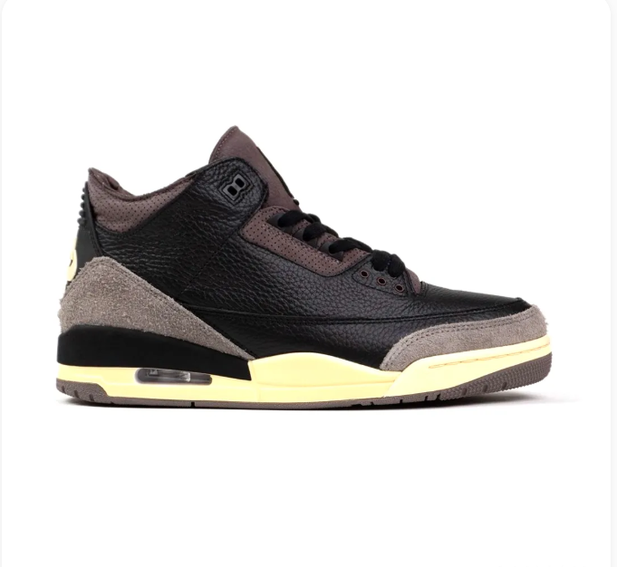 Black & Taupe Sneakers with Textured Overlays & Cream Midsoles
