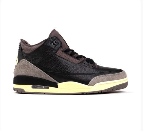 Black & Taupe Sneakers with Textured Overlays & Cream Midsoles