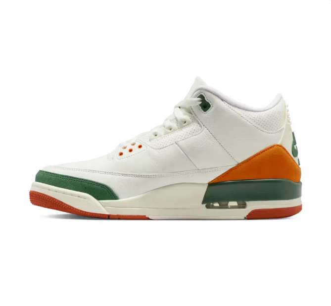 White & Green Sneakers with Orange Heel Overlays