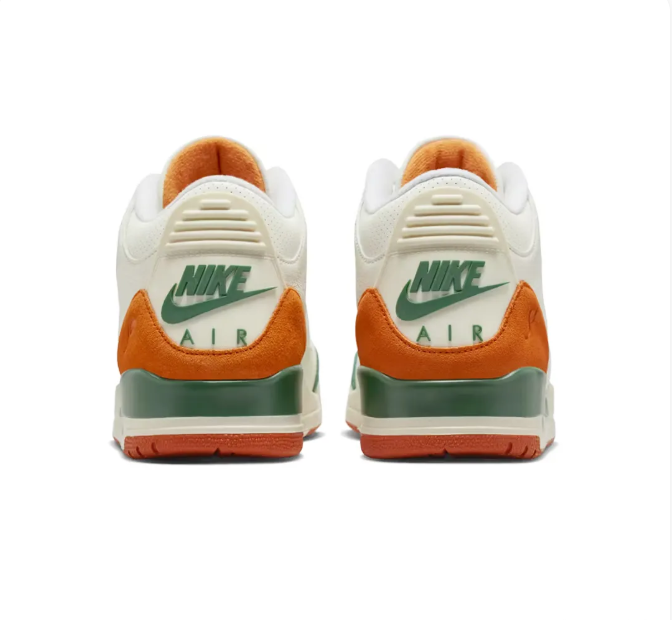 White & Green Sneakers with Orange Heel Overlays