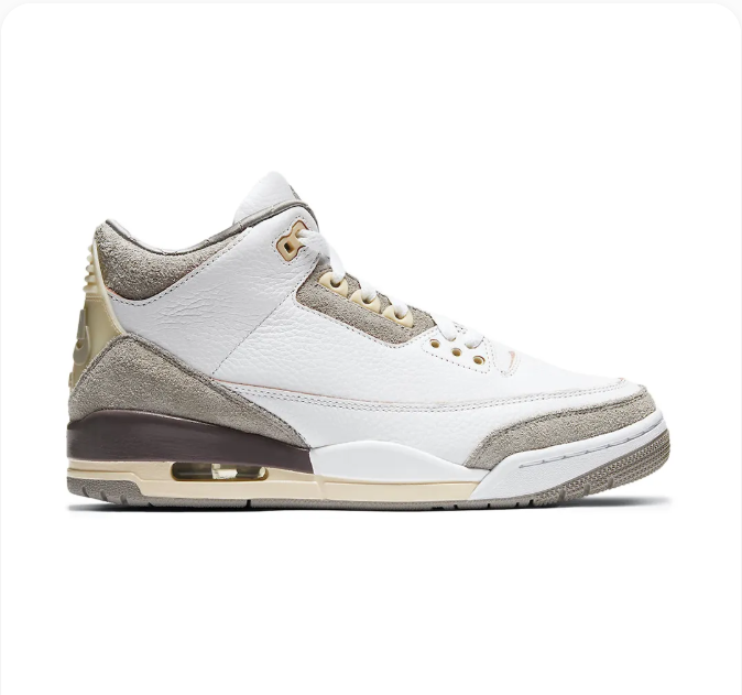 White & Grey Sneakers with Textured Overlays & Cream Accents
