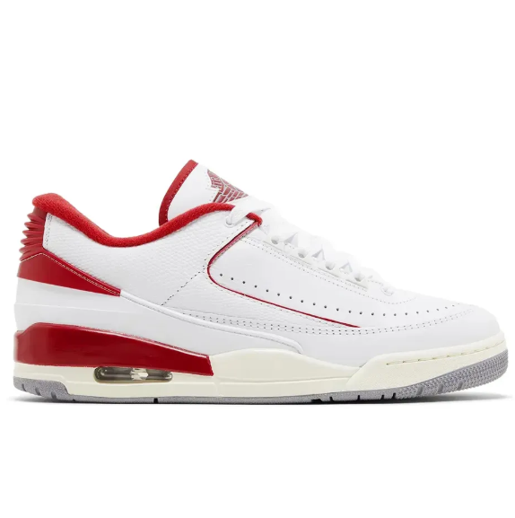White & Red Low-Top Sneakers with Cream Midsoles