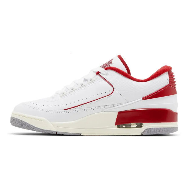 White & Red Low-Top Sneakers with Cream Midsoles