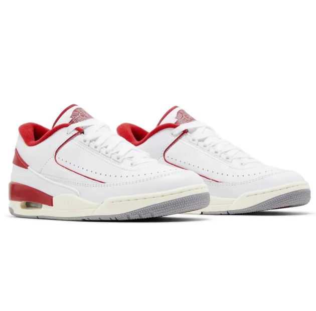 White & Red Low-Top Sneakers with Cream Midsoles