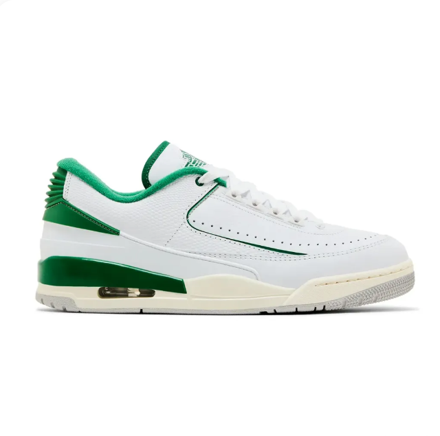 White & Green Low-Top Sneakers with Cream Midsoles