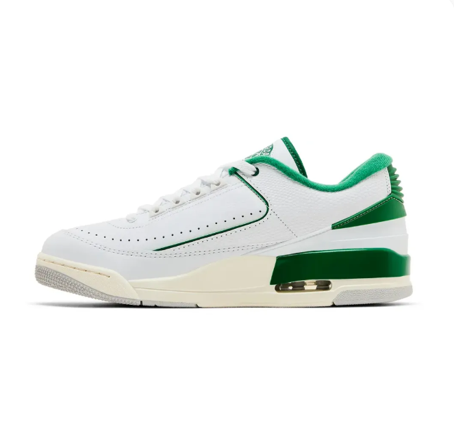 White & Green Low-Top Sneakers with Cream Midsoles