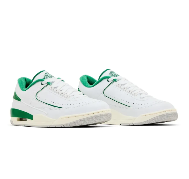 White & Green Low-Top Sneakers with Cream Midsoles
