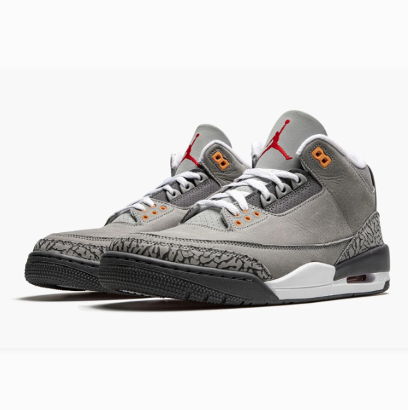 Grey Sneakers with Elephant-Print Overlays & Orange Eyelets