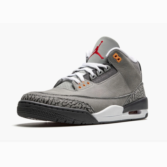Grey Sneakers with Elephant-Print Overlays & Orange Eyelets