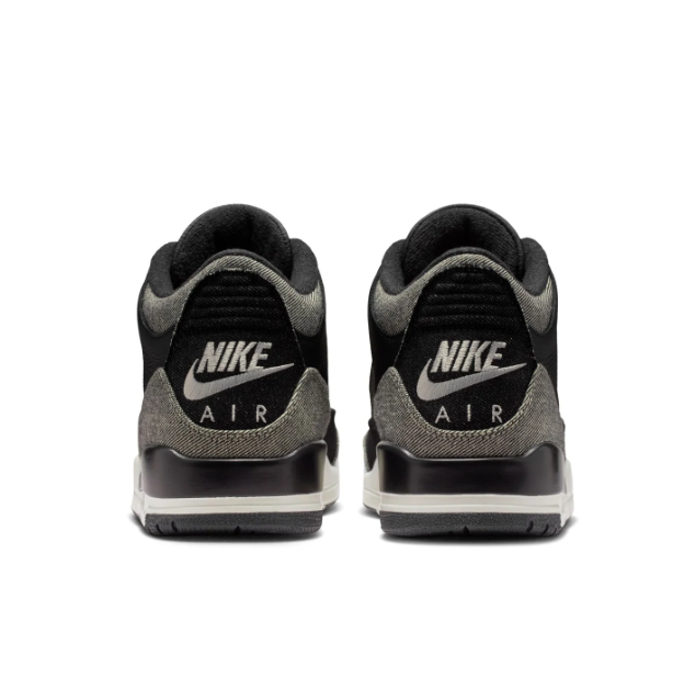 Black & Grey Sneakers with Denim-Look Panels & Red Accents