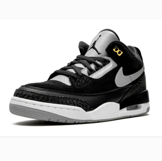 Black & Grey Sneakers with Elephant-Print Overlays & Gold Accents