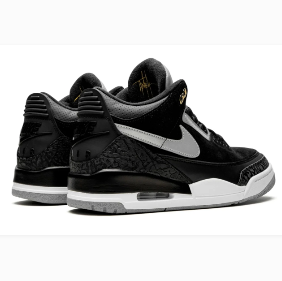 Black & Grey Sneakers with Elephant-Print Overlays & Gold Accents