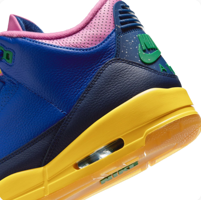 Blue & Pink Sneakers with Yellow Soles & Green Accents