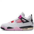 White & Pink Sneakers with Gradient Panels & Red Eyelets