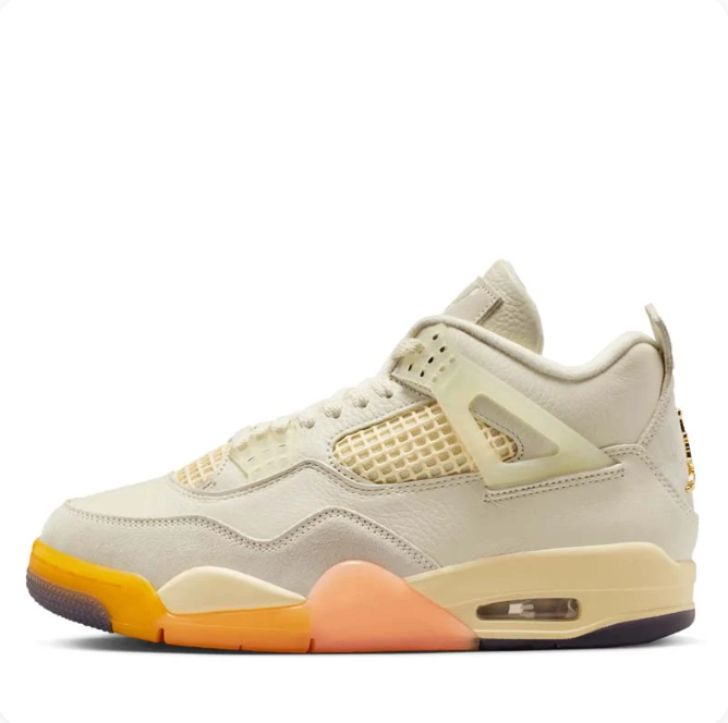 Cream Sneakers with Orange & Peach Soles and Gold Heel Accents