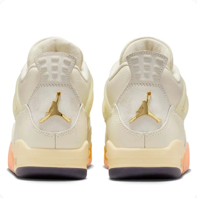 Cream Sneakers with Orange & Peach Soles and Gold Heel Accents