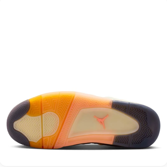 Cream Sneakers with Orange & Peach Soles and Gold Heel Accents