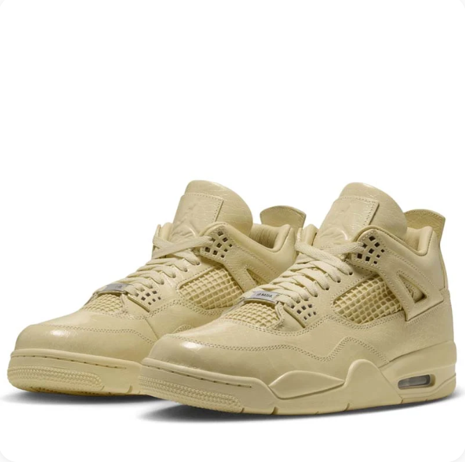Sand Beige Sneakers with Tonal Grid Panels & Matching Soles