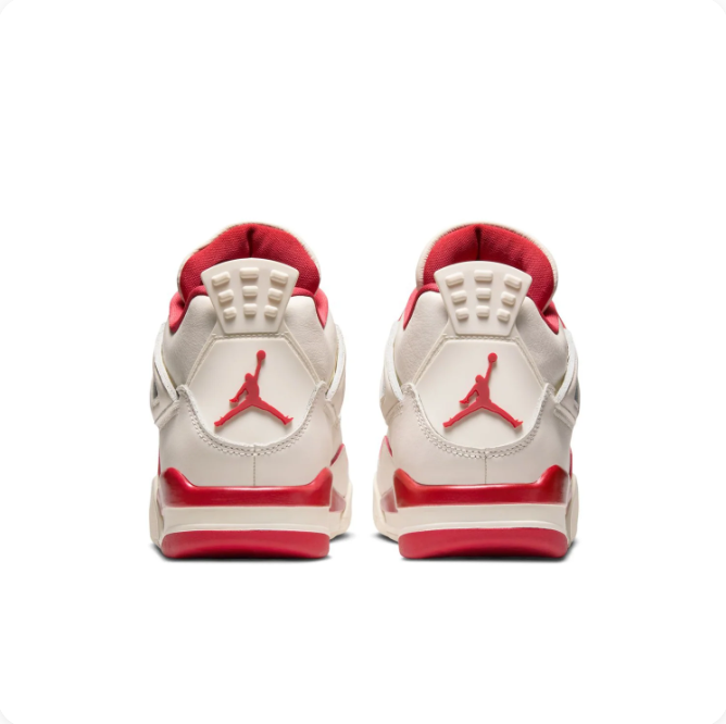 Cream & Red Sneakers with Grid Panels & Red Eyelets
