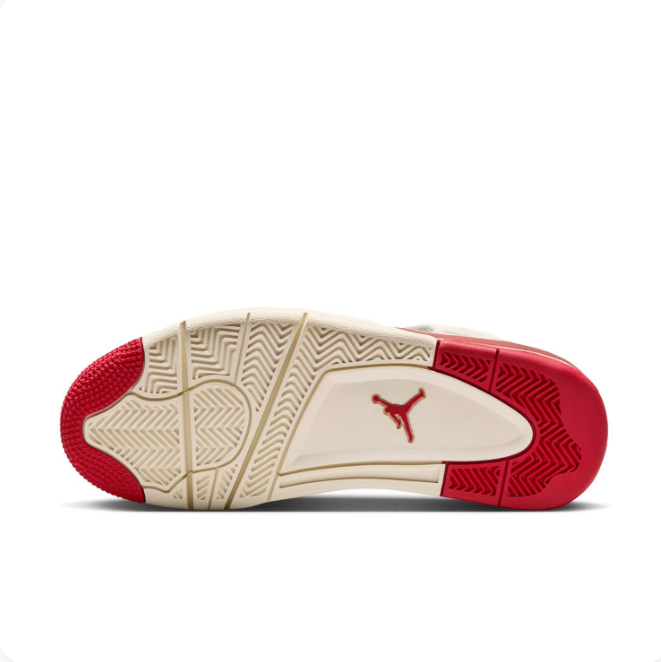 Cream & Red Sneakers with Grid Panels & Red Eyelets