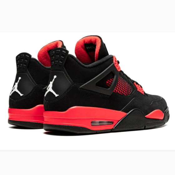 Black Sneakers with Bright Coral Red Accents & Grid Panels