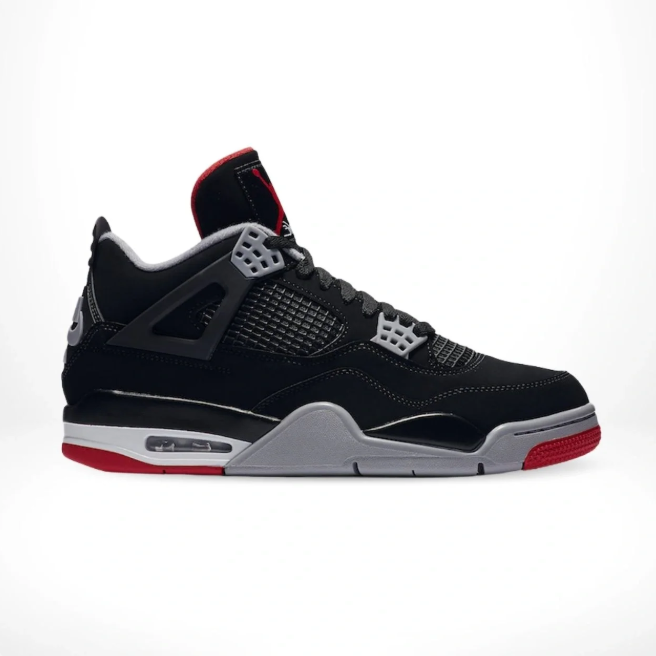 Black & Grey Sneakers with Red Accents & Grid Panels