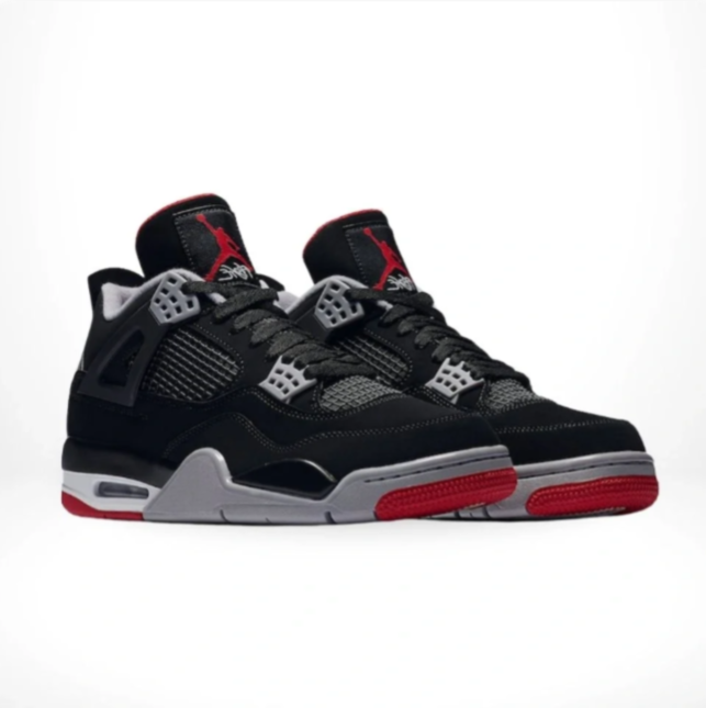 Black & Grey Sneakers with Red Accents & Grid Panels
