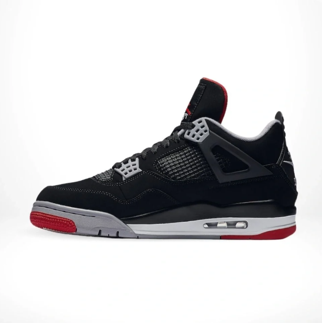 Black & Grey Sneakers with Red Accents & Grid Panels