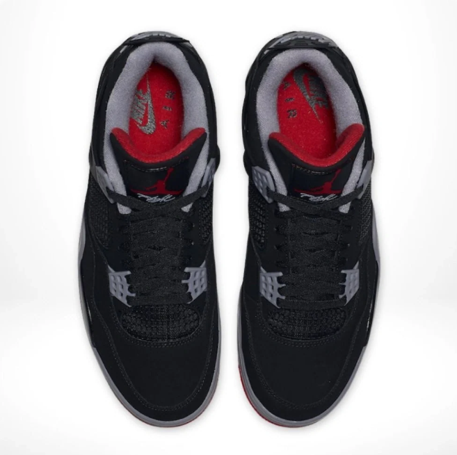 Black & Grey Sneakers with Red Accents & Grid Panels