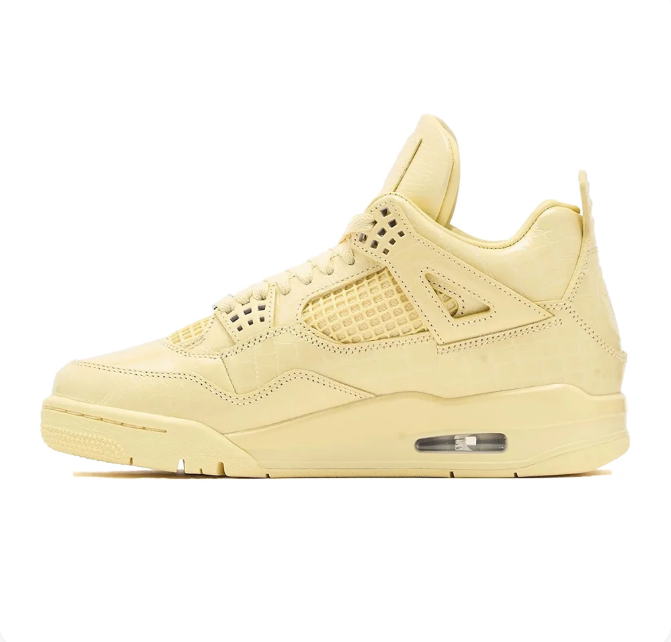Pale Yellow Sneakers with Tonal Grid Panels & Matching Soles