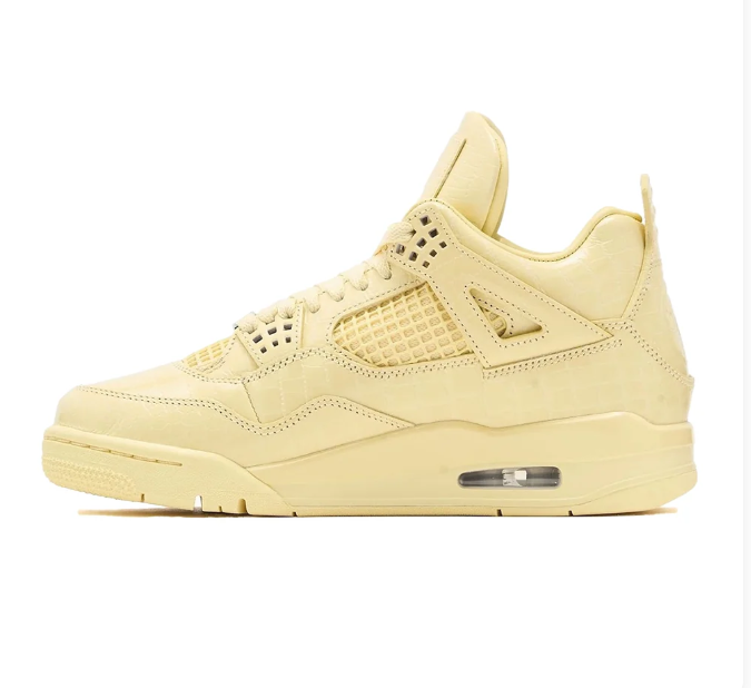 Pale Yellow Sneakers with Tonal Grid Panels & Matching Soles