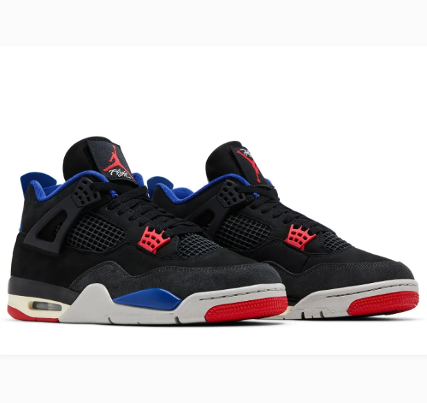 Black Sneakers with Red & Royal Blue Accents and Grid Panels