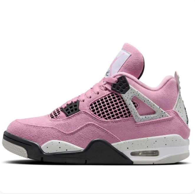 Pink Sneakers with Grey Speckled Accents & Black Eyelets
