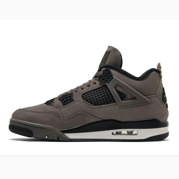 Taupe Grey Sneakers with Black Grid Panels & Cream Midsole Accents