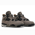 Taupe Grey Sneakers with Black Grid Panels & Cream Midsole Accents