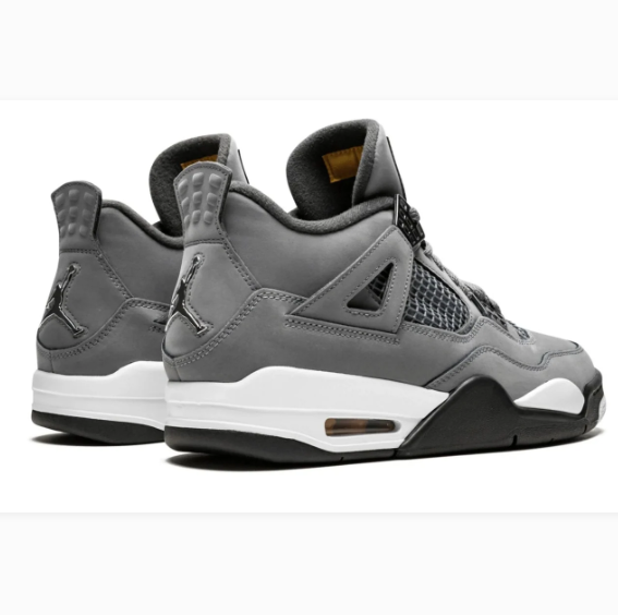 Grey Sneakers with Black Grid Panels & Yellow Outsole Accents