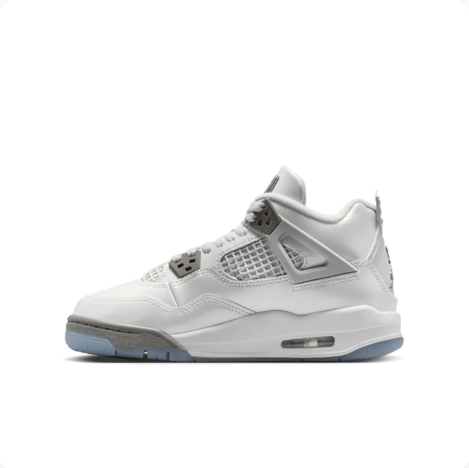 White & Grey Sneakers with Grid Panels & Icy Blue Soles